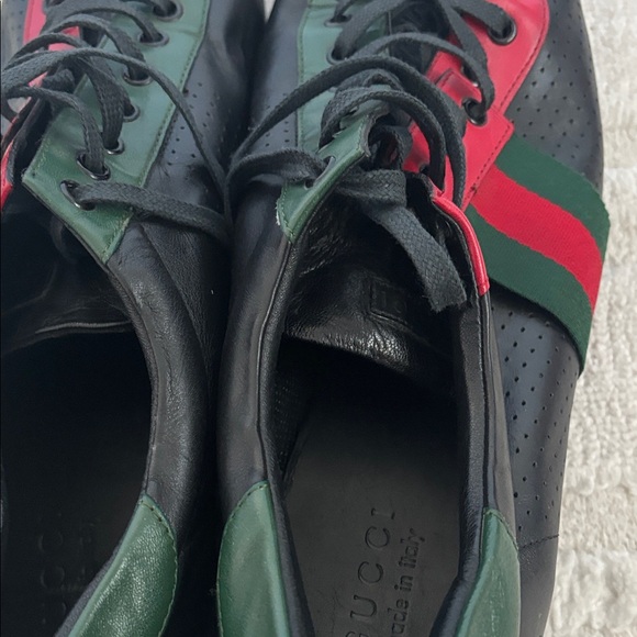 Gucci Other - Gucci Men's Black and Green Leather Sneakers